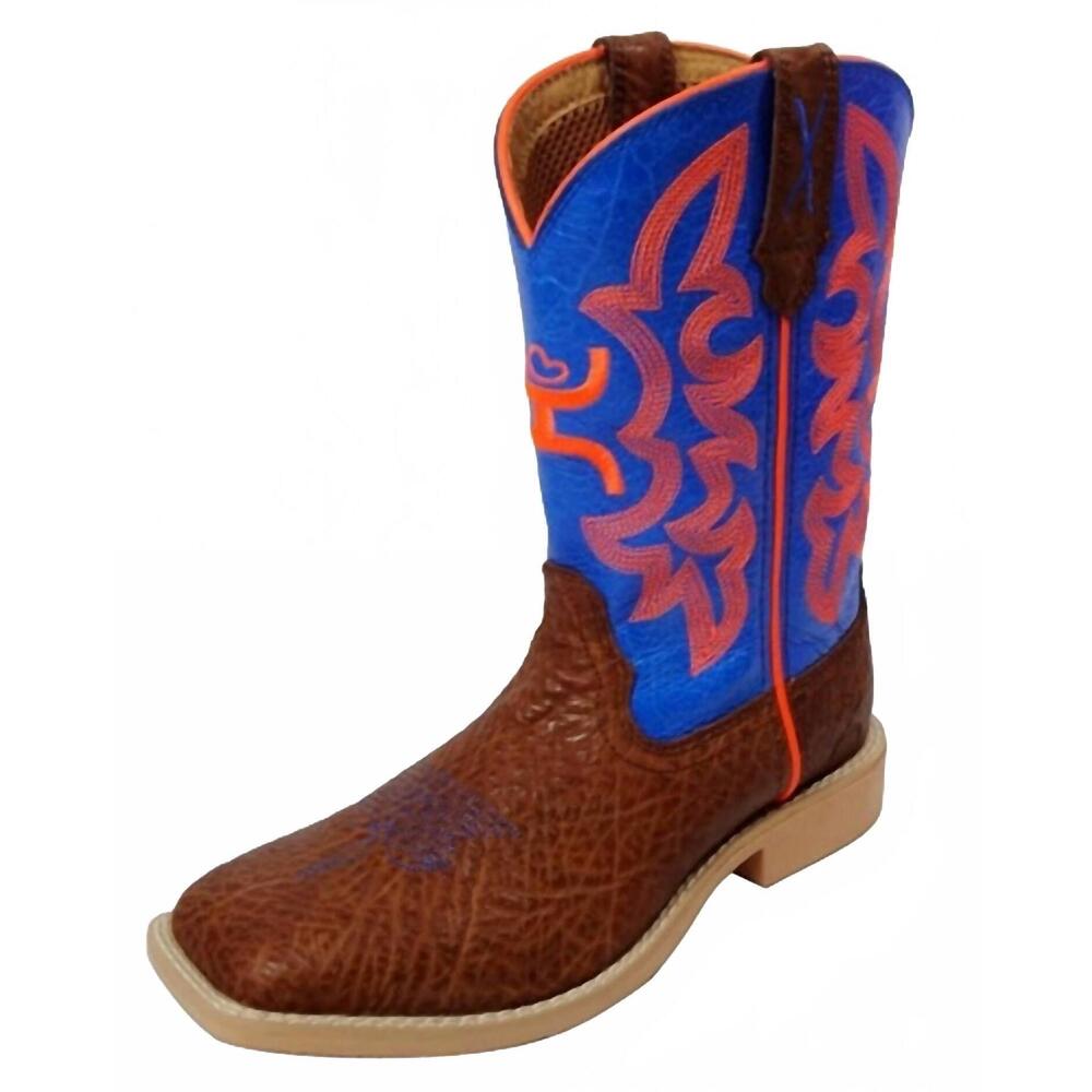 NEW TWISTED X kids square toe boot in blue/orange